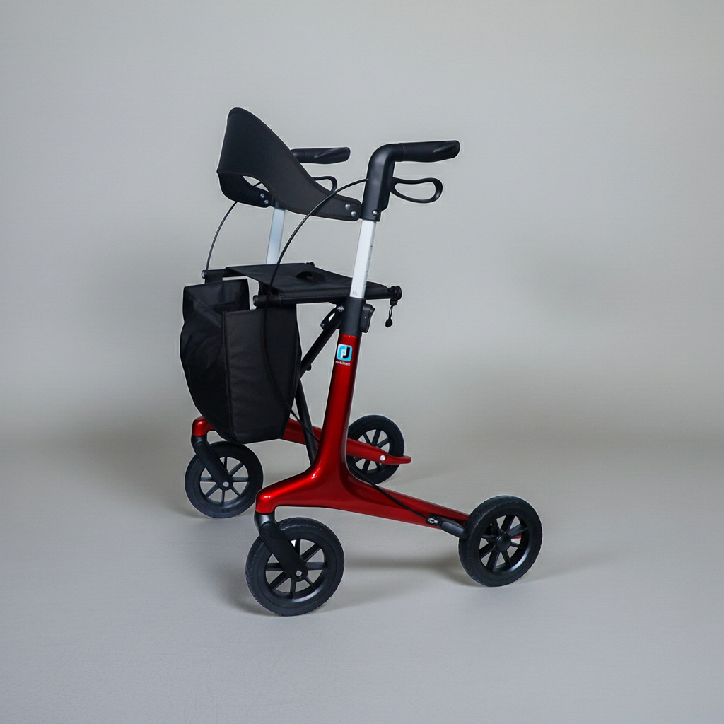 Carbon rollator | 5,5 kg | met softwielen, tas & rugsteun
