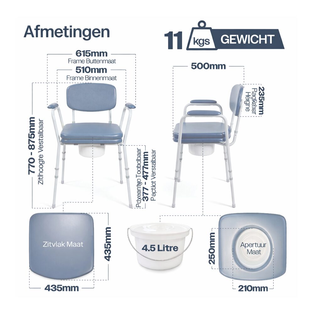 Luxe Toiletstoel met Emmer en Deksel
